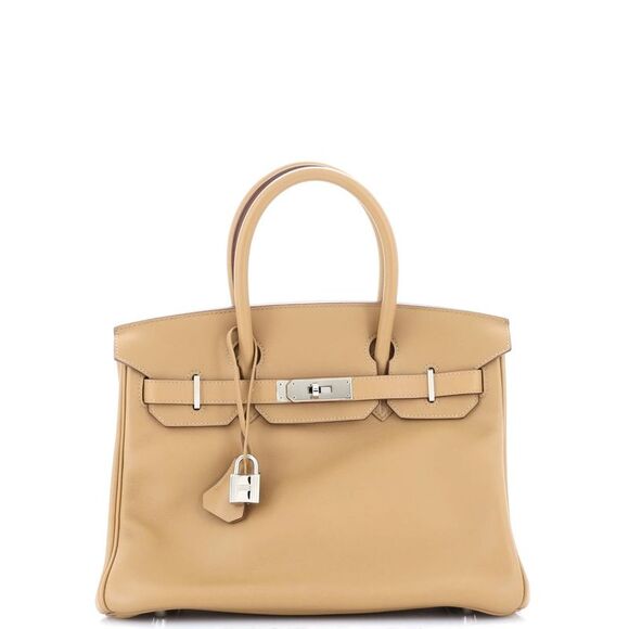 Hermes Birkin Handbag Biscuit Swift with Palladium Hardware 30 Brown - Picture 1 of 8